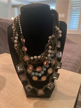 Multi-Strand Pink & Pearl Statement Necklace